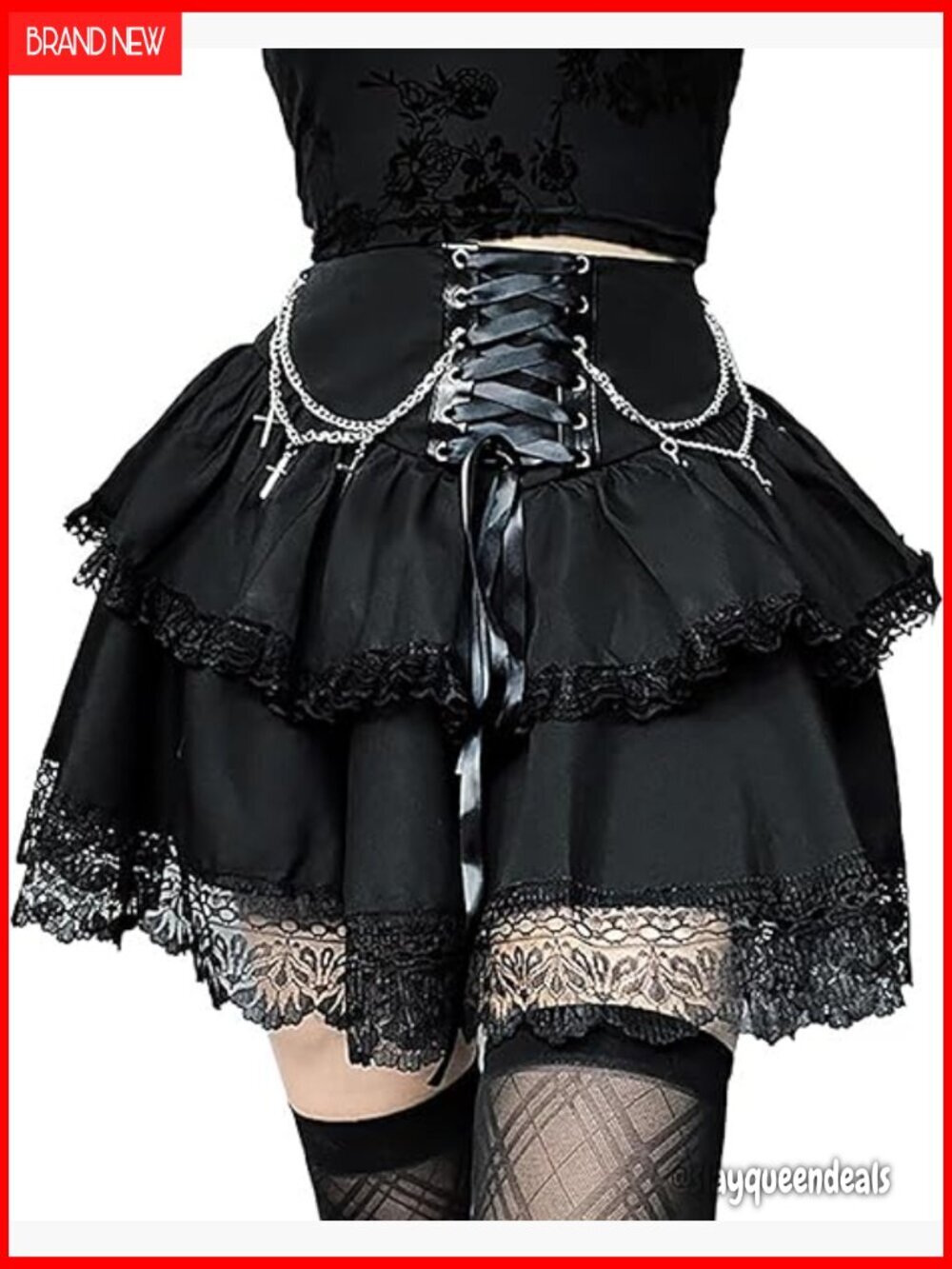 High Waist Pleated Mini Skirt Polyester Spandex Gothic Punk Grunge Style